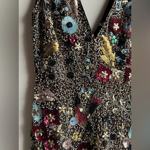 Topshop Bird Embellished Minidress Sequin Beaded Party Event Dress size 4 US - Picture 6 of 11